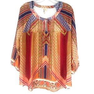 Fig and flower peasant top